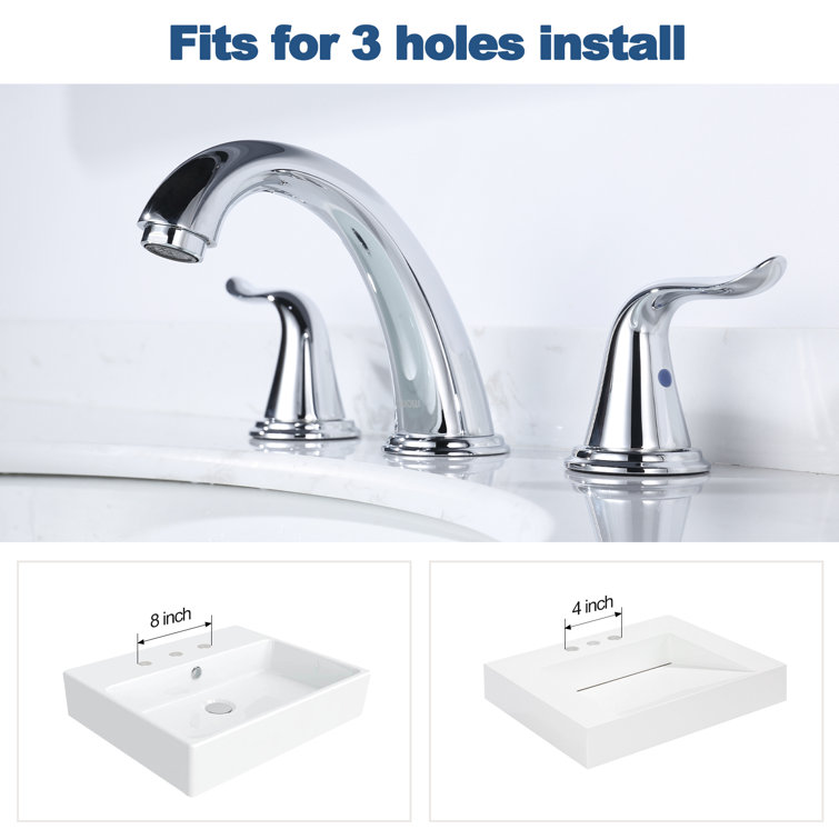 Chrome Widespread 2-Handle Bathroom Faucet with Drain Assembly