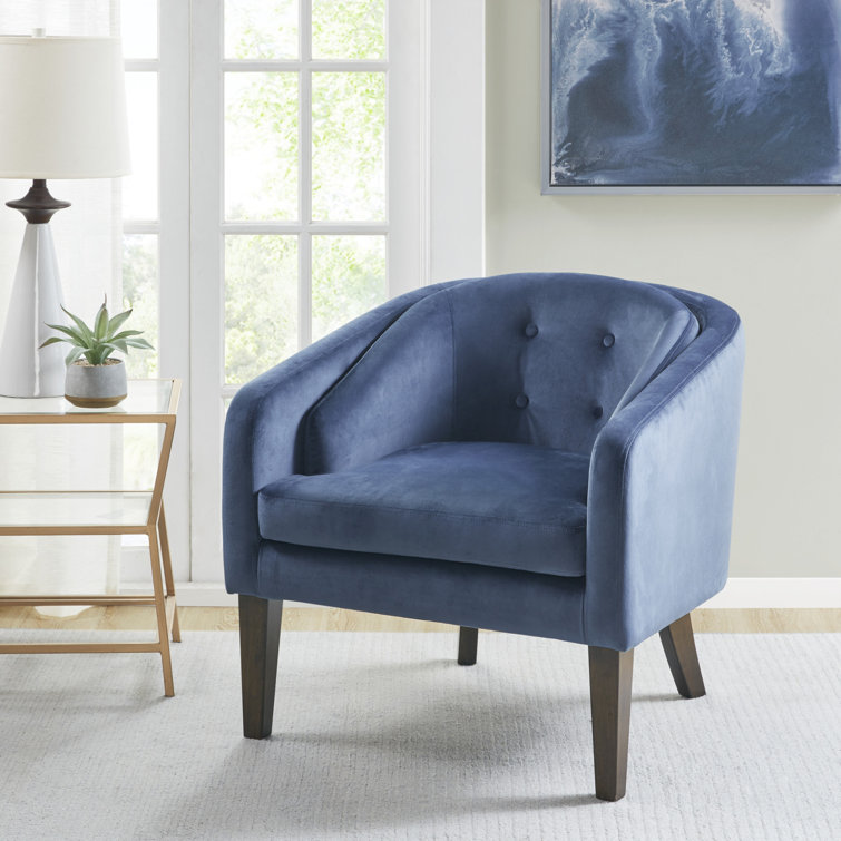 Elegant Mid-Century Velvet Tufted Accent Chair - Blue