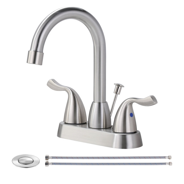 Brushed Nickel Double Handle High Arc Bathroom Faucet