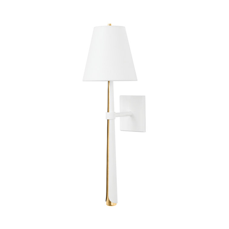 Esmeralda Vintage Gold Leaf & Gesso White Dimmable Wall Sconce