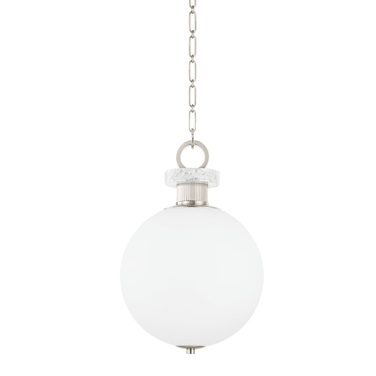 Burnished Nickel Glass Drum Pendant Light with Opal Matte Shade