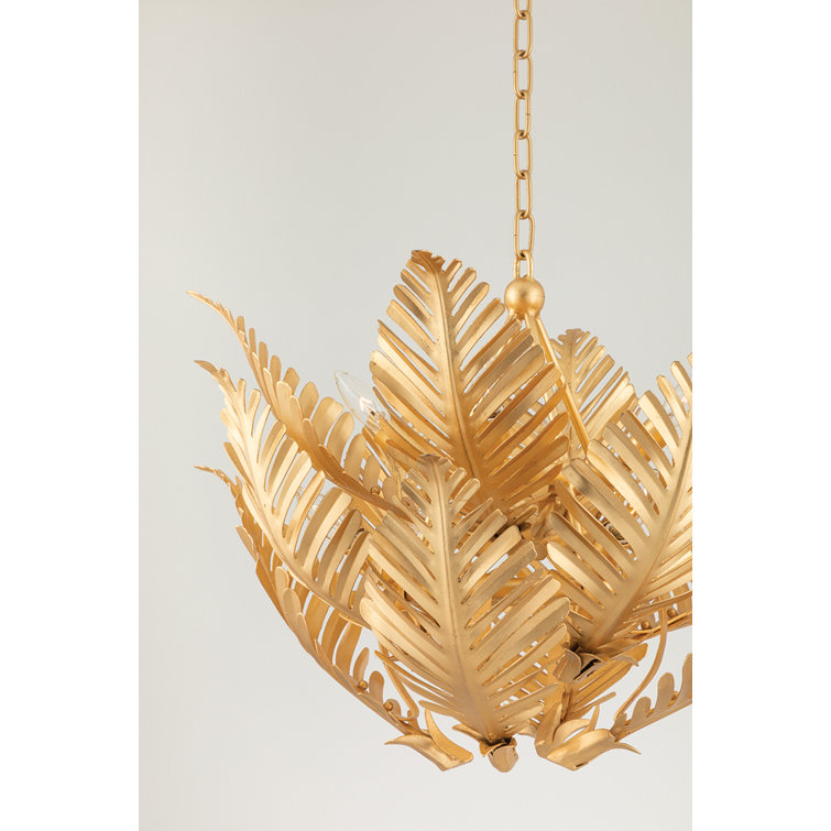 Gold Leaf Glass 8-Light Indoor/Outdoor Pendant Chandelier