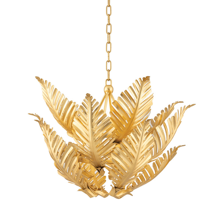 Gold Leaf Glass 8-Light Indoor/Outdoor Pendant Chandelier