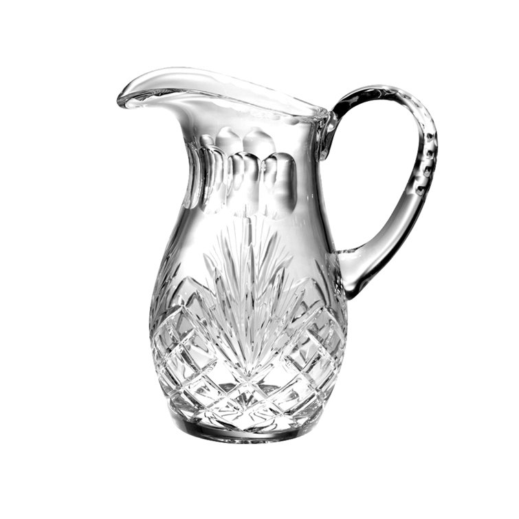 Elegant Clear Hand Cut Crystal Pitcher, 52 oz
