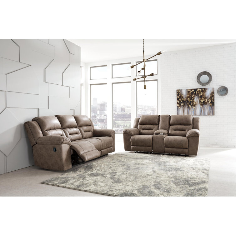 Fossil Faux Leather Reclining Loveseat with Pillow Back