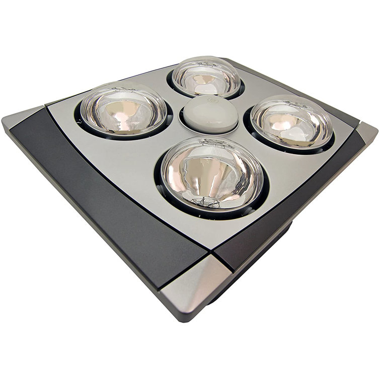 Matte Chrome 90 CFM Ceiling Mount Bathroom Fan with Heater and Light
