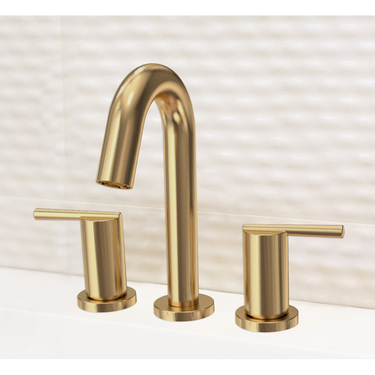 Brushed Gold Brass Widespread Bathroom Faucet with High Arc Spout