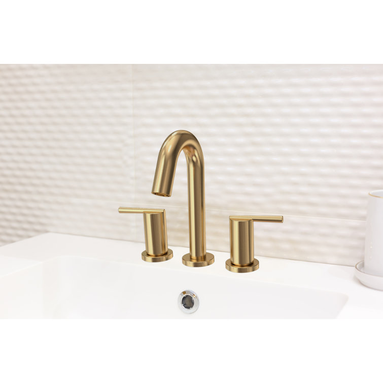 Brushed Gold Brass Widespread Bathroom Faucet with High Arc Spout