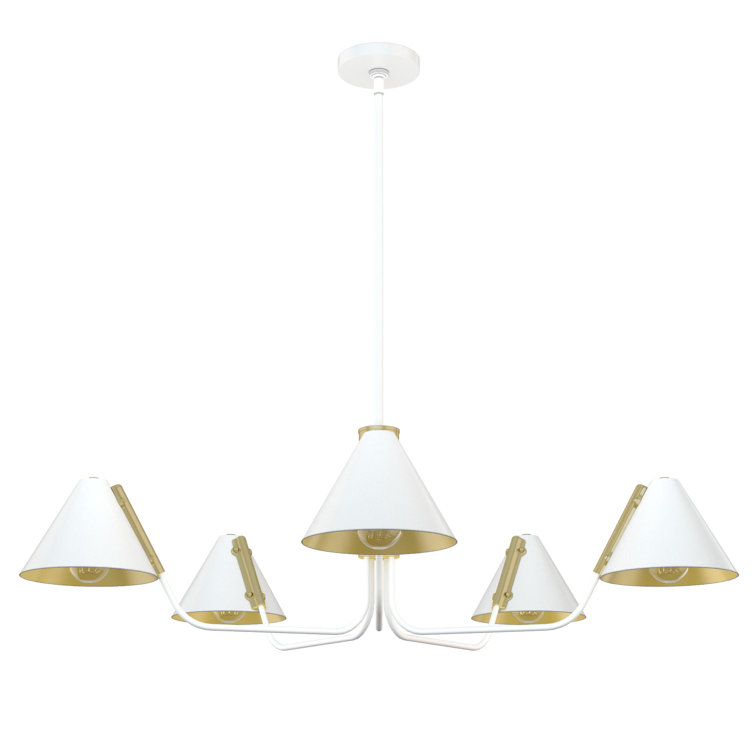 Grove Isle Geometric 5-Light Chandelier in Matte White