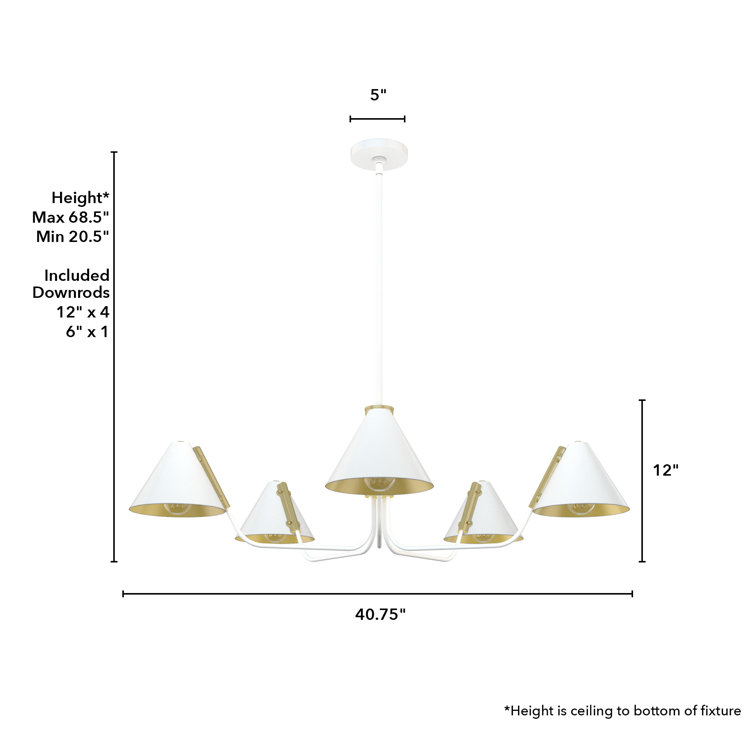 Grove Isle Geometric 5-Light Chandelier in Matte White