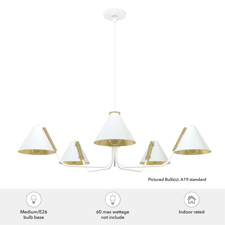 Grove Isle Geometric 5-Light Chandelier in Matte White