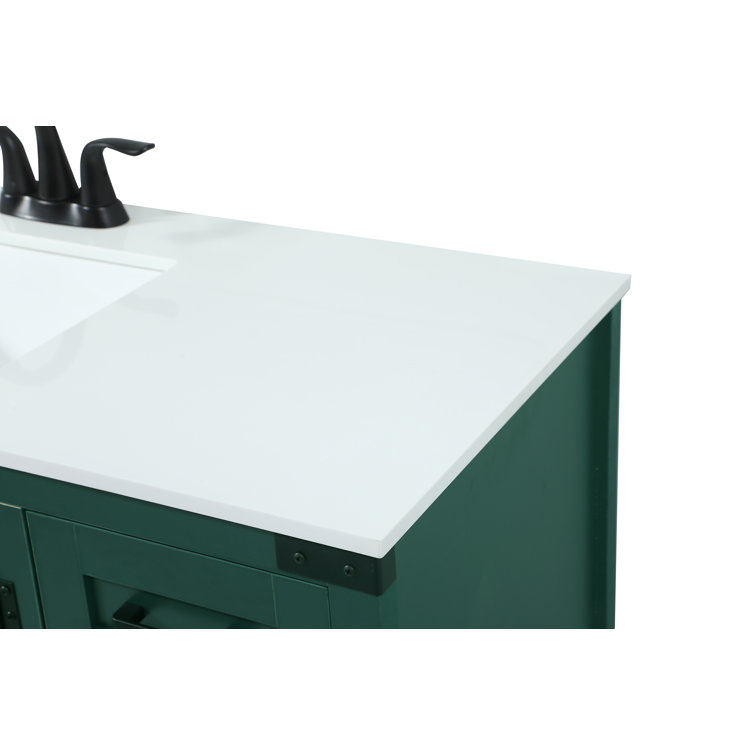 Green Freestanding 36'' Single Bathroom Vanity with Quartz Top
