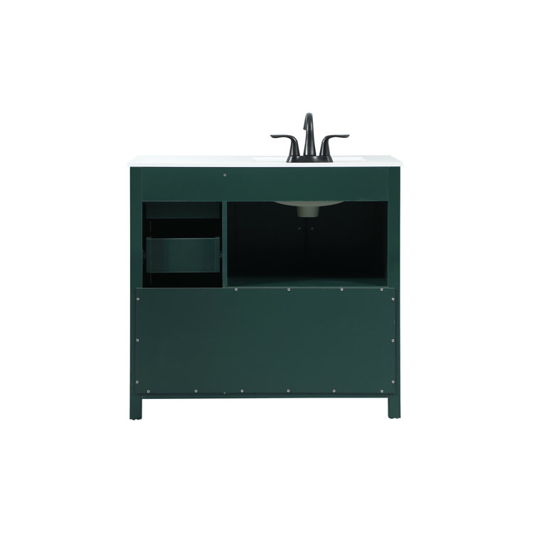 Green Freestanding 36'' Single Bathroom Vanity with Quartz Top