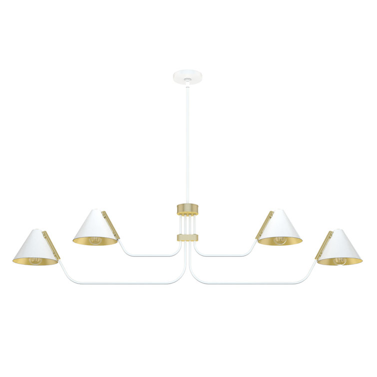 Matte White Mid-Century Inspired 4-Light Geometric Chandelier