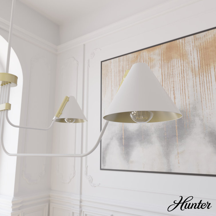 Matte White Mid-Century Inspired 4-Light Geometric Chandelier