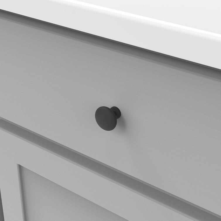 Matte Black Aluminum Round Cabinet Knob with Mounting Hardware