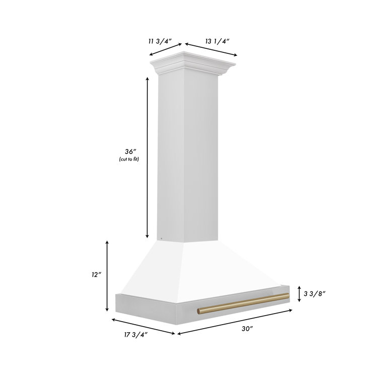 ZLINE 30" White Matte and Champagne Bronze Wall Mount Range Hood