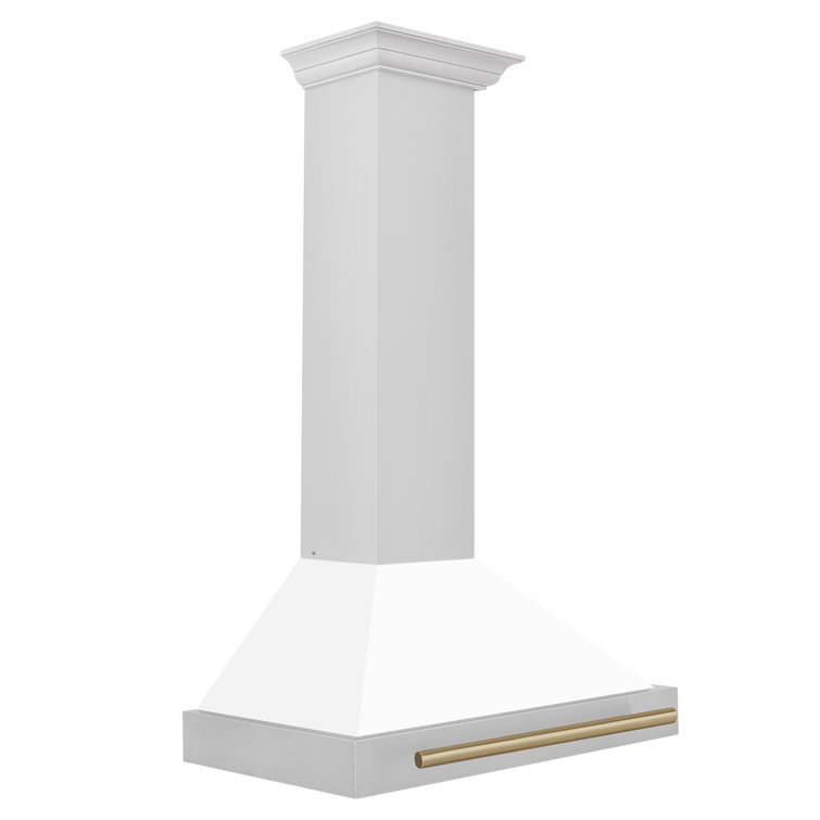 ZLINE 30" White Matte and Champagne Bronze Wall Mount Range Hood