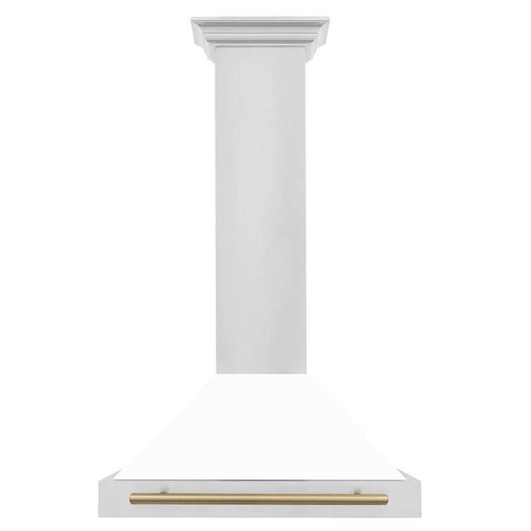 ZLINE 30" White Matte and Champagne Bronze Wall Mount Range Hood