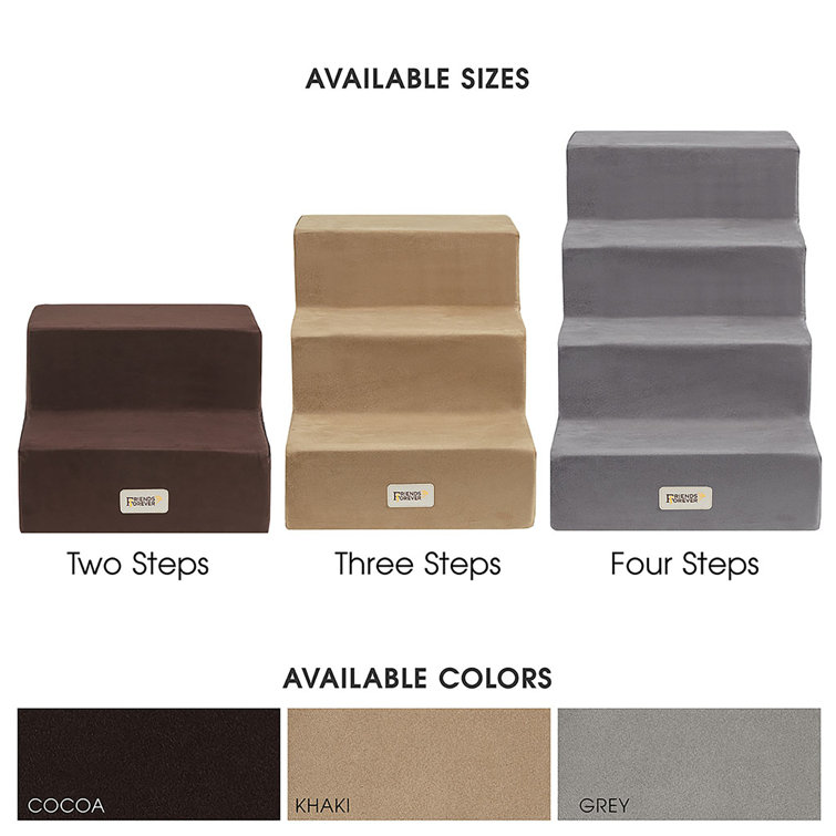 Khaki High-Density Foam 4-Step Pet Stairs