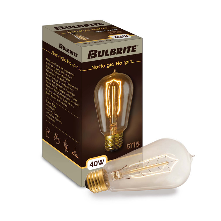 40 Watt Amber Nostalgic ST18 Incandescent Light Bulbs, 4-Pack