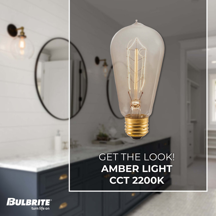 40 Watt Amber Nostalgic ST18 Incandescent Light Bulbs, 4-Pack