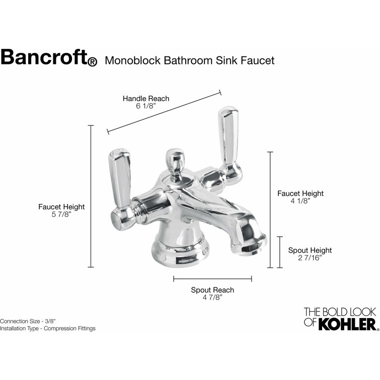 Bancroft Polished Chrome Two-Handle Bathroom Faucet