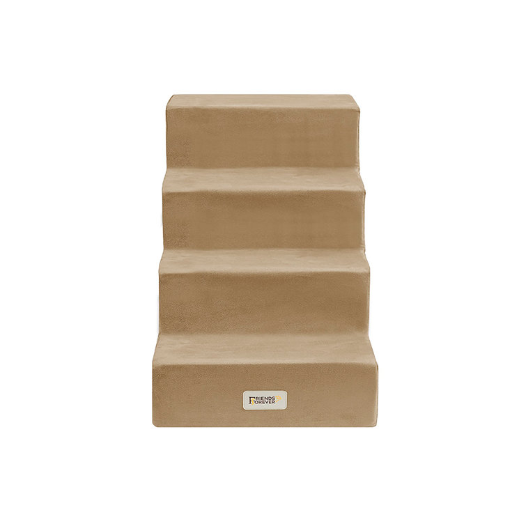 Khaki High-Density Foam 4-Step Pet Stairs
