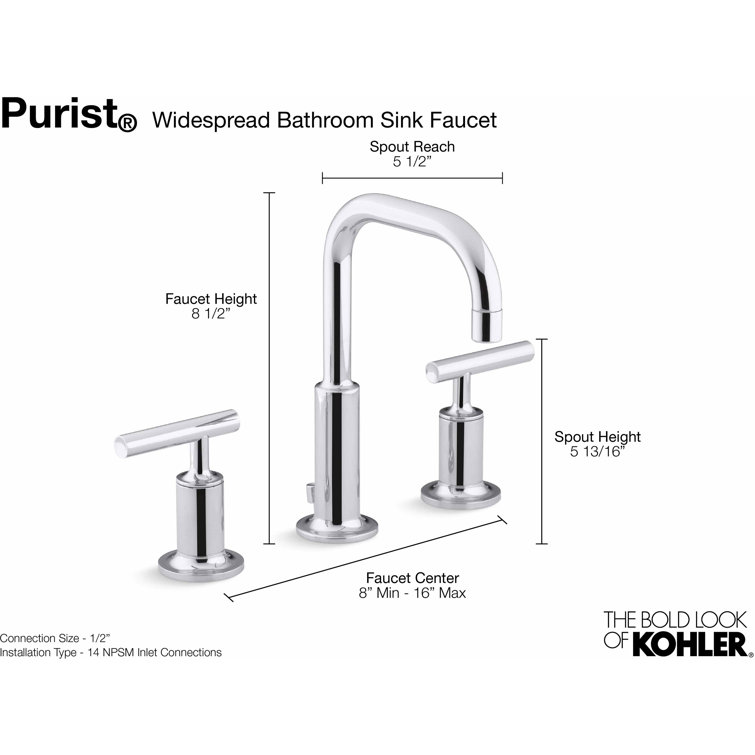 Purist Brushed Bronze Widespread Bathroom Faucet with Drain Assembly