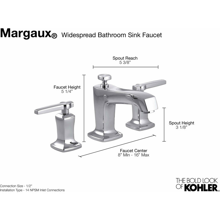 Margaux Polished Chrome Widespread Bathroom Faucet with Drain Assembly