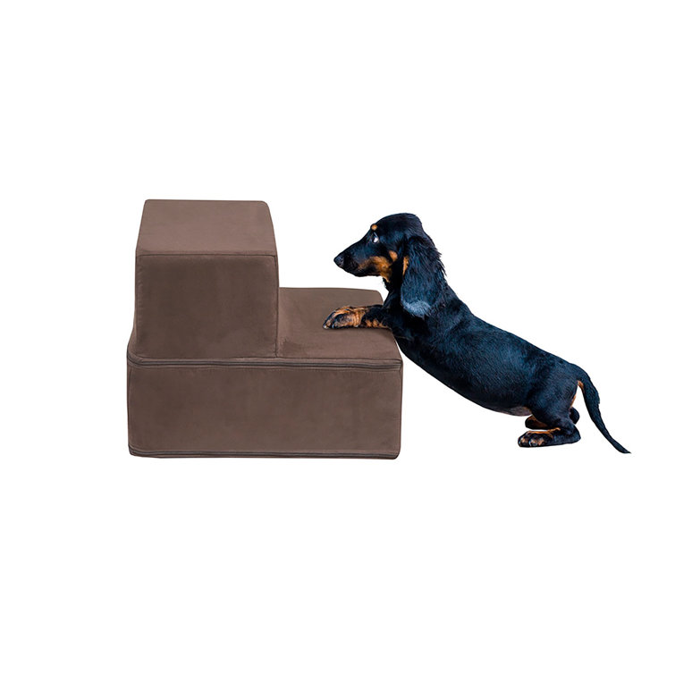 Cocoa Brown Foam 2-Step Pet Stairs with Removable Cover
