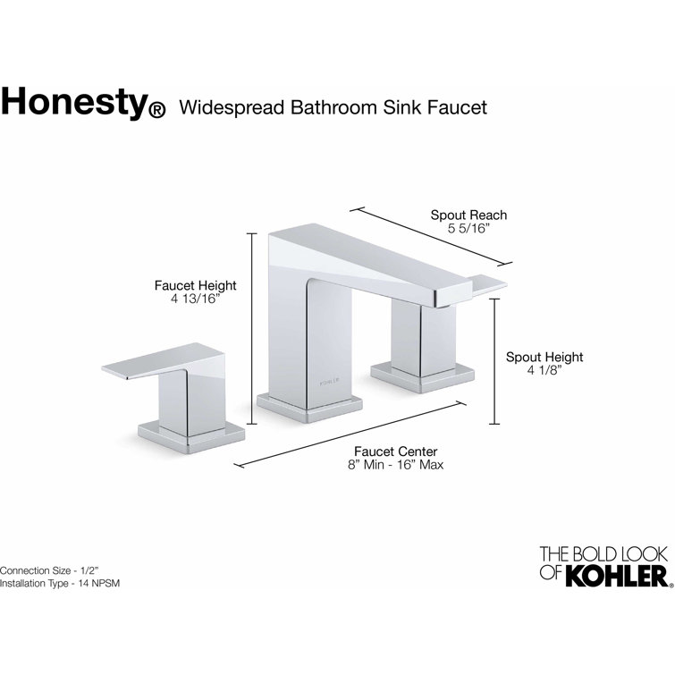 Honesty Brushed Nickel 4.81" High 2-Handle Widespread Bathroom Faucet
