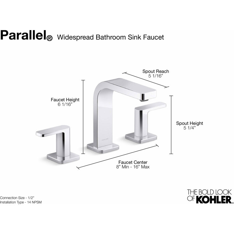 Parallel Chic 24" Vibrant Brushed Nickel Widespread Bathroom Faucet