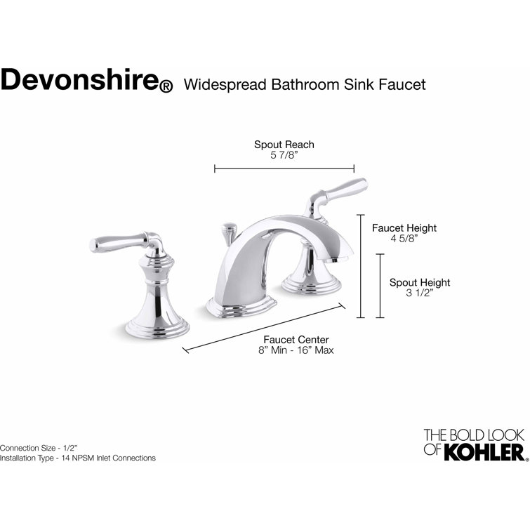 Devonshire Elegance 8" Widespread Polished Chrome Lavatory Faucet