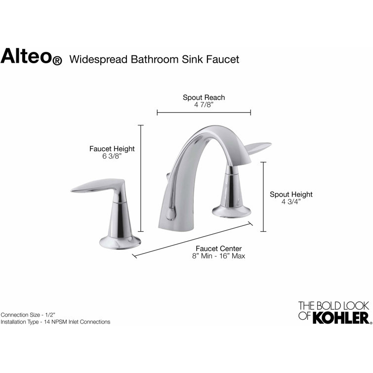 Alteo Polished Chrome 8" Widespread Bathroom Faucet with Lever Handles