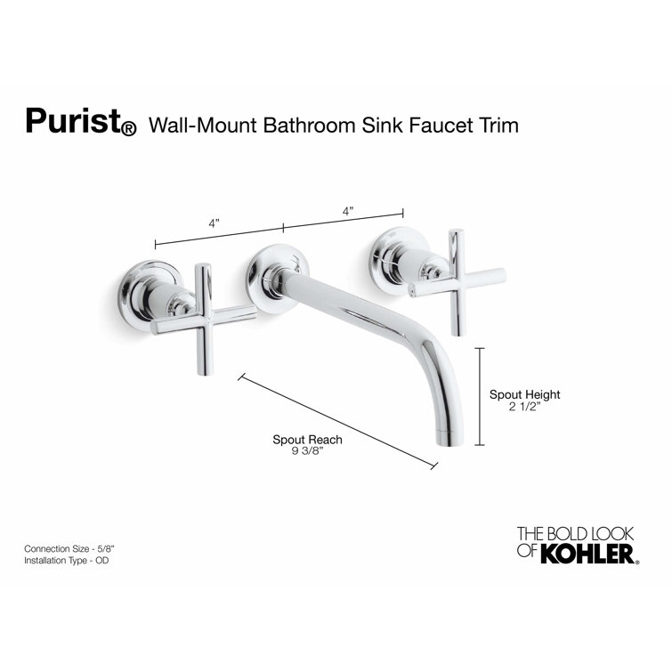 Purist Polished Chrome Double Handle Wall-Mount Bathroom Faucet