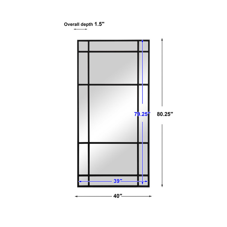 Oversized Black Iron Full Length Rectangular Mirror