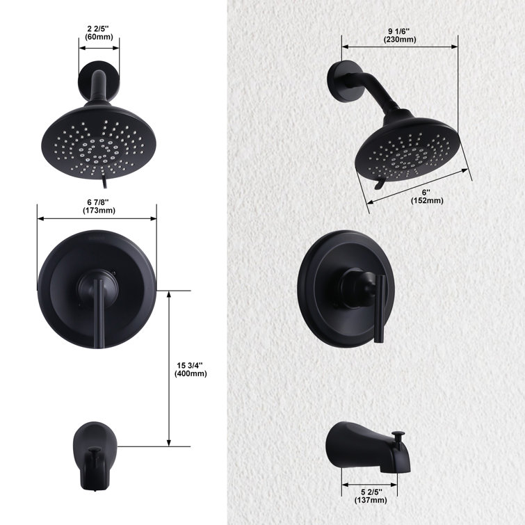 Matte Black Wall Mounted Single-Handle Shower Faucet Set