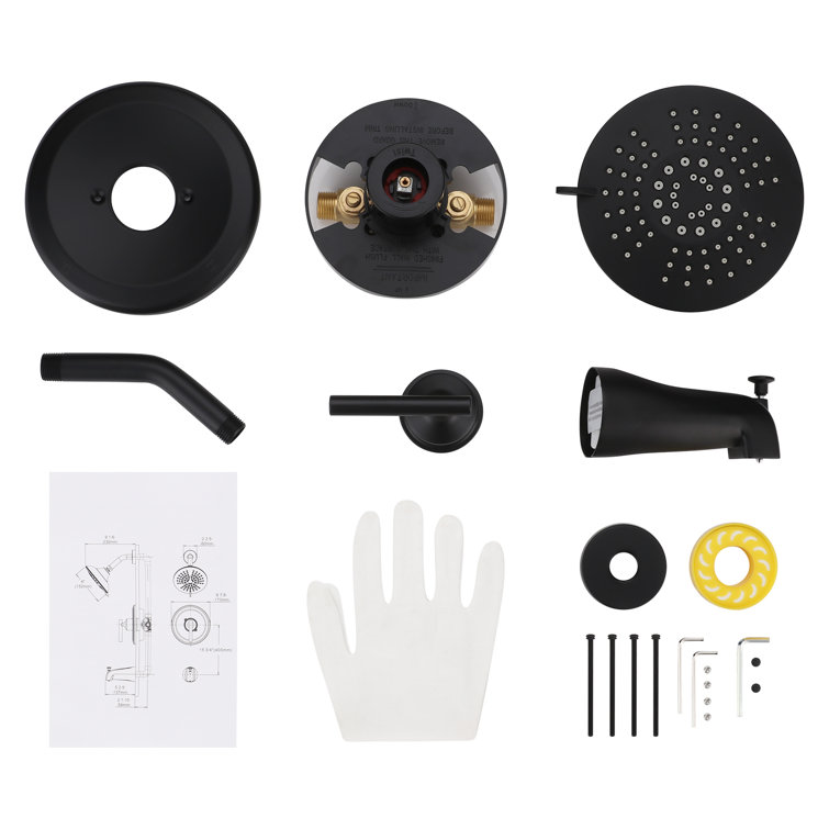 Matte Black Wall Mounted Single-Handle Shower Faucet Set