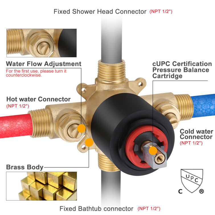 Matte Black Wall Mounted Single-Handle Shower Faucet Set