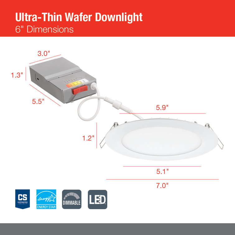 6'' Matte White Aluminum LED Downlight with Switchable Color Temperature