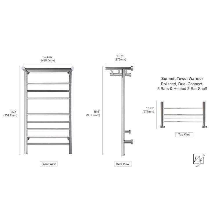 Summit Polished Stainless Steel Wall-Mounted Towel Warmer with Heated Shelf