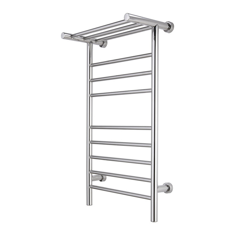 Summit Polished Stainless Steel Wall-Mounted Towel Warmer with Heated Shelf