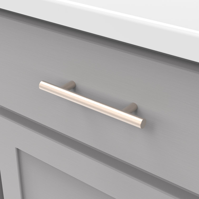 Satin Nickel Modern Bar Pulls with Mounting Hardware