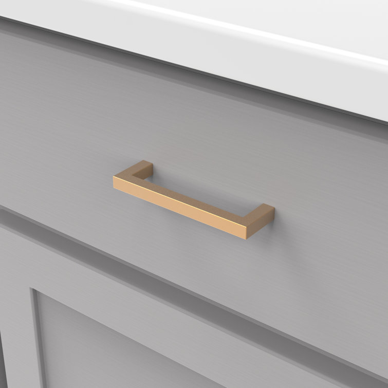 Brushed Brass Modern Bar Cabinet Drawer Pulls, 3-3/4"