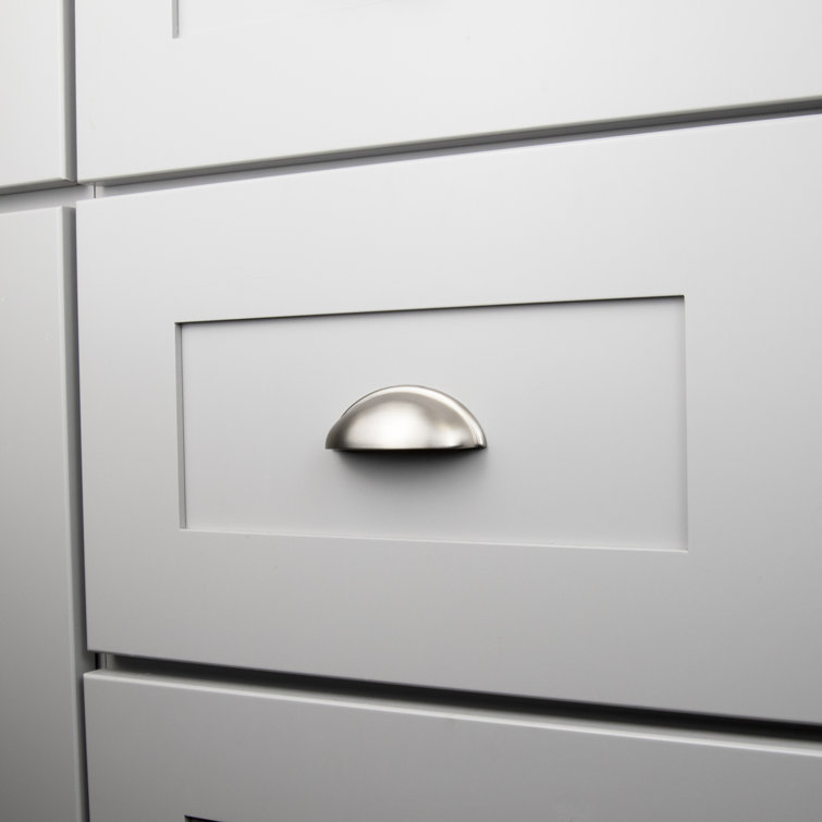 Satin Nickel Brushed Cup Drawer Pulls with Mounting Hardware
