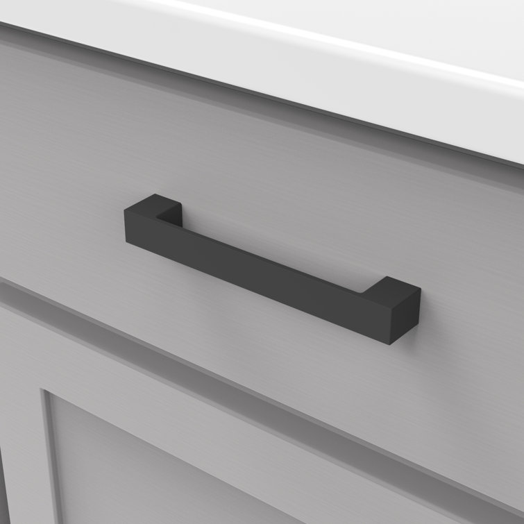 Matte Black Aluminum Modern Bar Pulls with Mounting Hardware, 5-1/16"