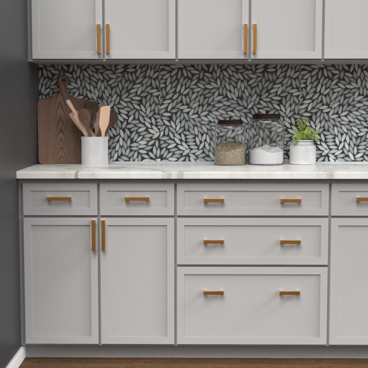 Brushed Brass Modern Bar Pulls with Mounting Hardware