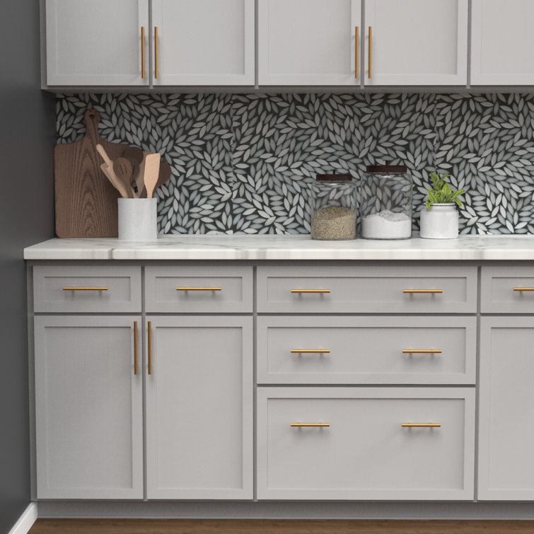 Brushed Brass Modern Bar Pulls with Mounting Hardware