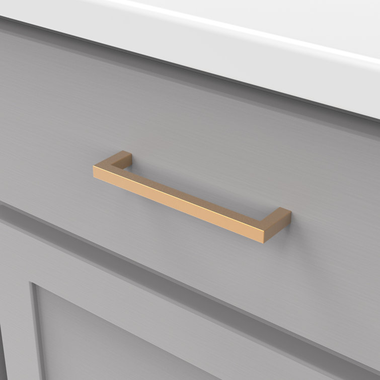 Brushed Brass Modern Bar Cabinet Handles with Mounting Hardware